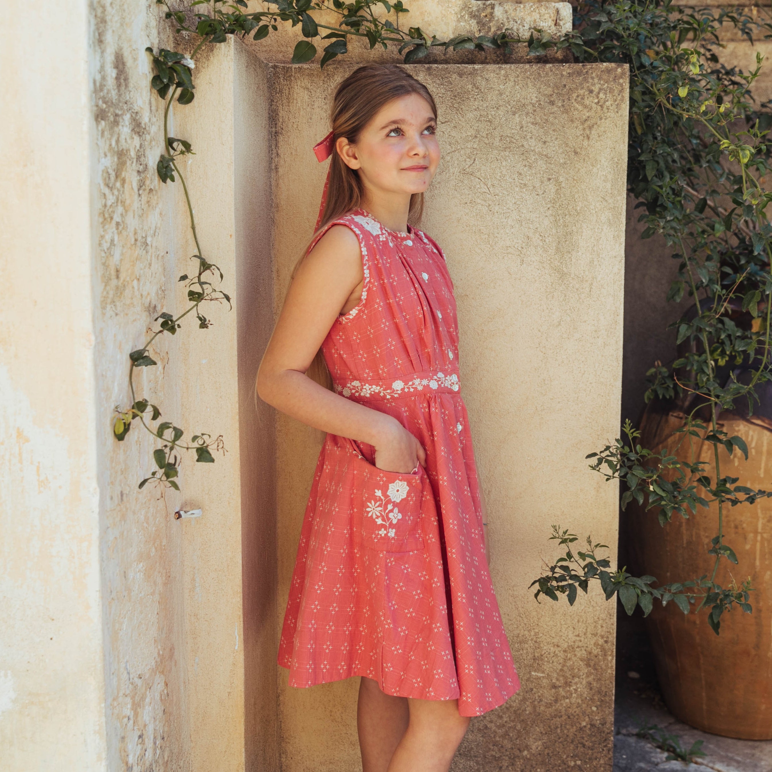 Clara Romper in Coral Crossstitch by Lali