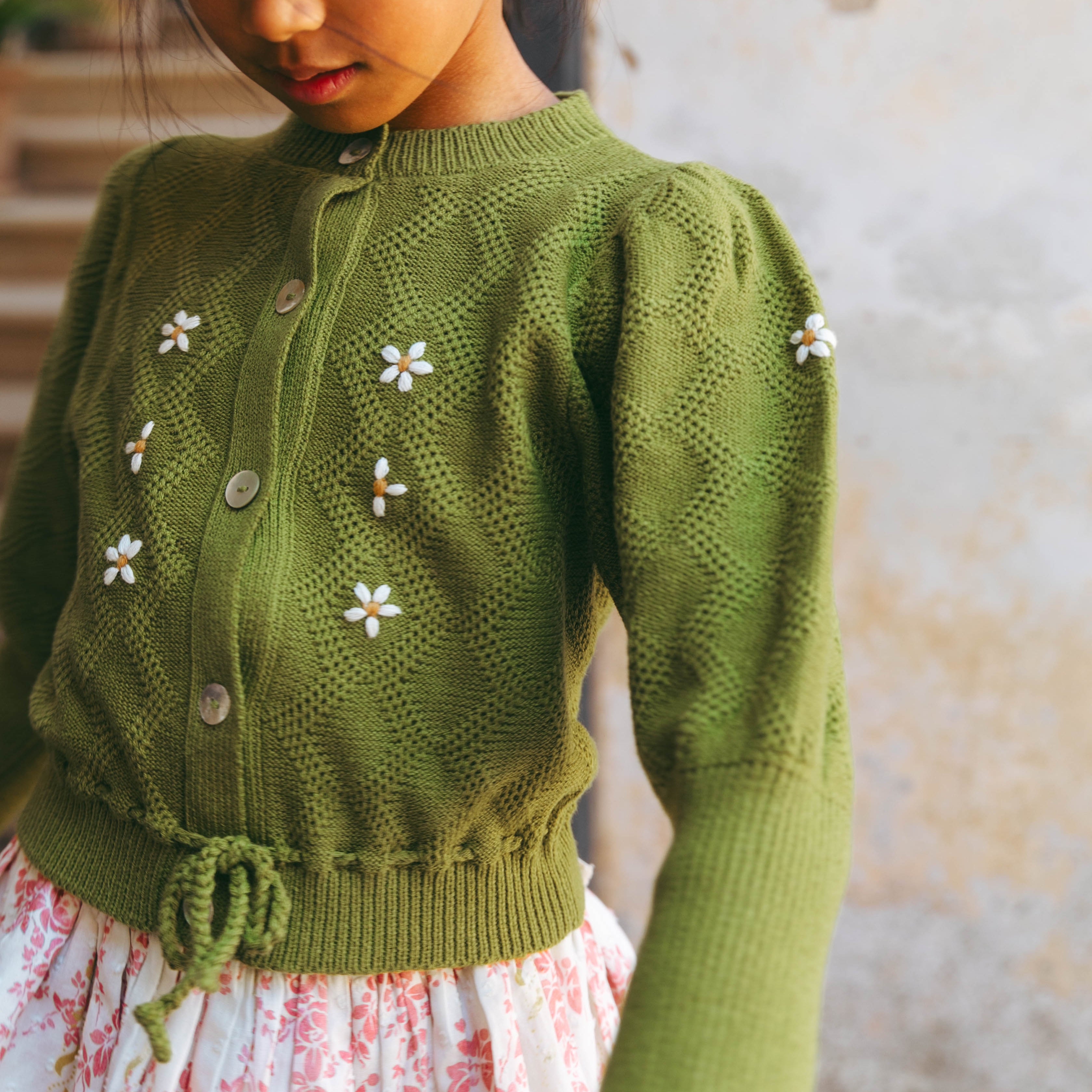 MOSS CARDIGAN, OLIVE GREEN AND OPALINE – Lali