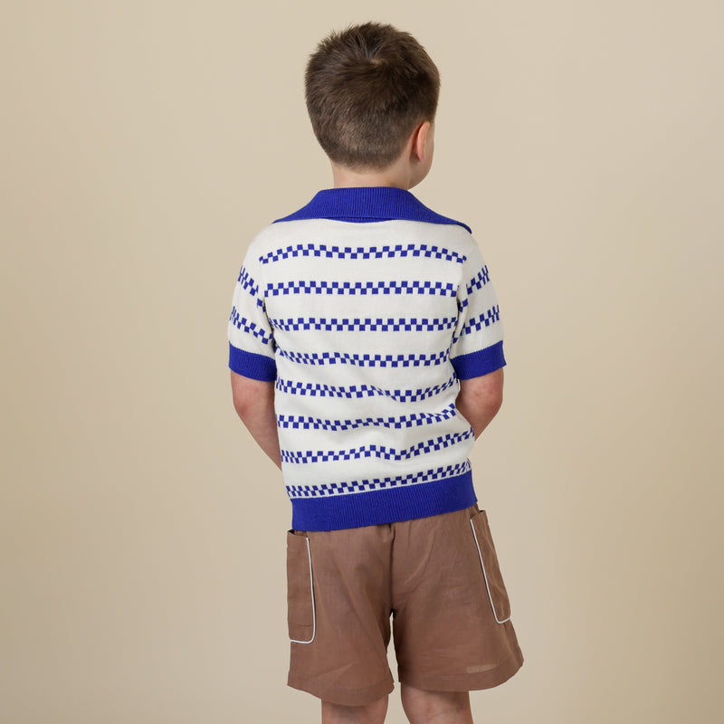 AMES SWEATER, AEGEAN BLUE AND OPALINE