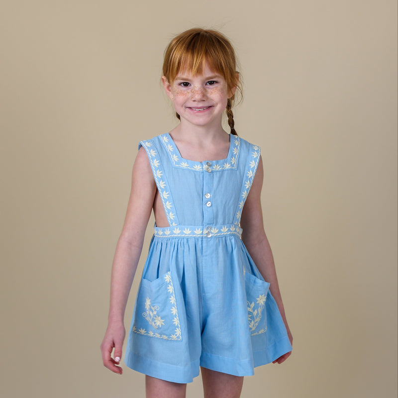 CLARA ROMPER, AIRY BLUE LINEN