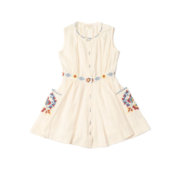 CORSET COVER DRESS, ALMOND EMBROIDERY