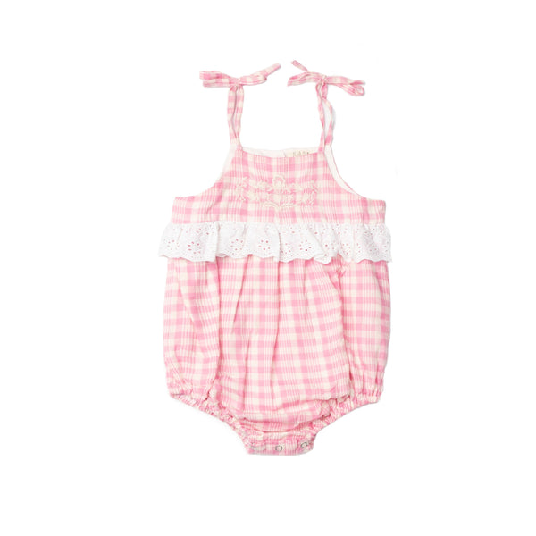 SUMMER FLORA ROMPER, PINK PICNIC PLAID