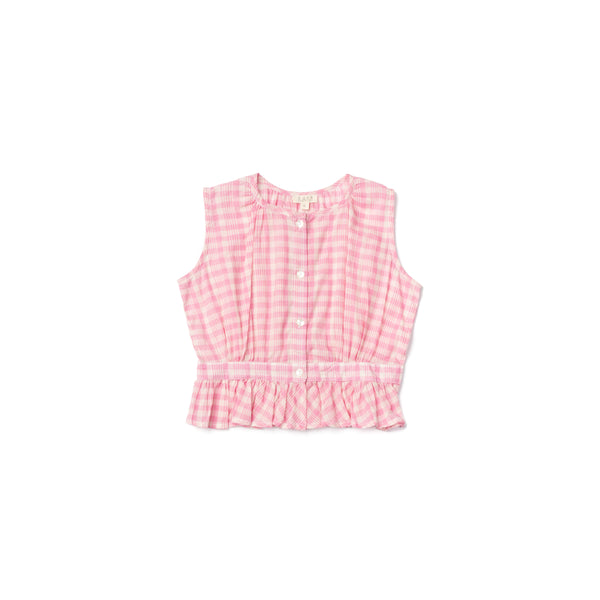 CORSET COVER TOP, PINK PICNIC PLAID