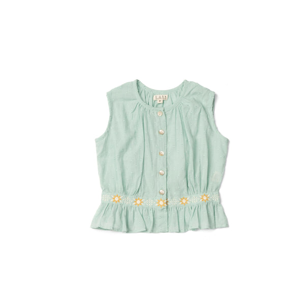 CORSET COVER TOP, MINT EMBROIDERY