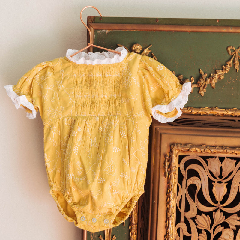 SKYE ROMPER, MISTED YELLOW EMBROIDERY