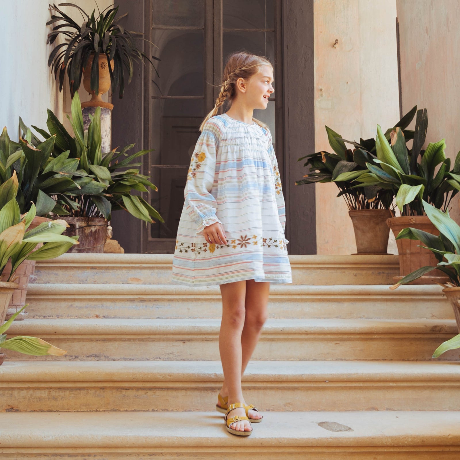 TULIP DRESS, BORDER STRIPE 3
