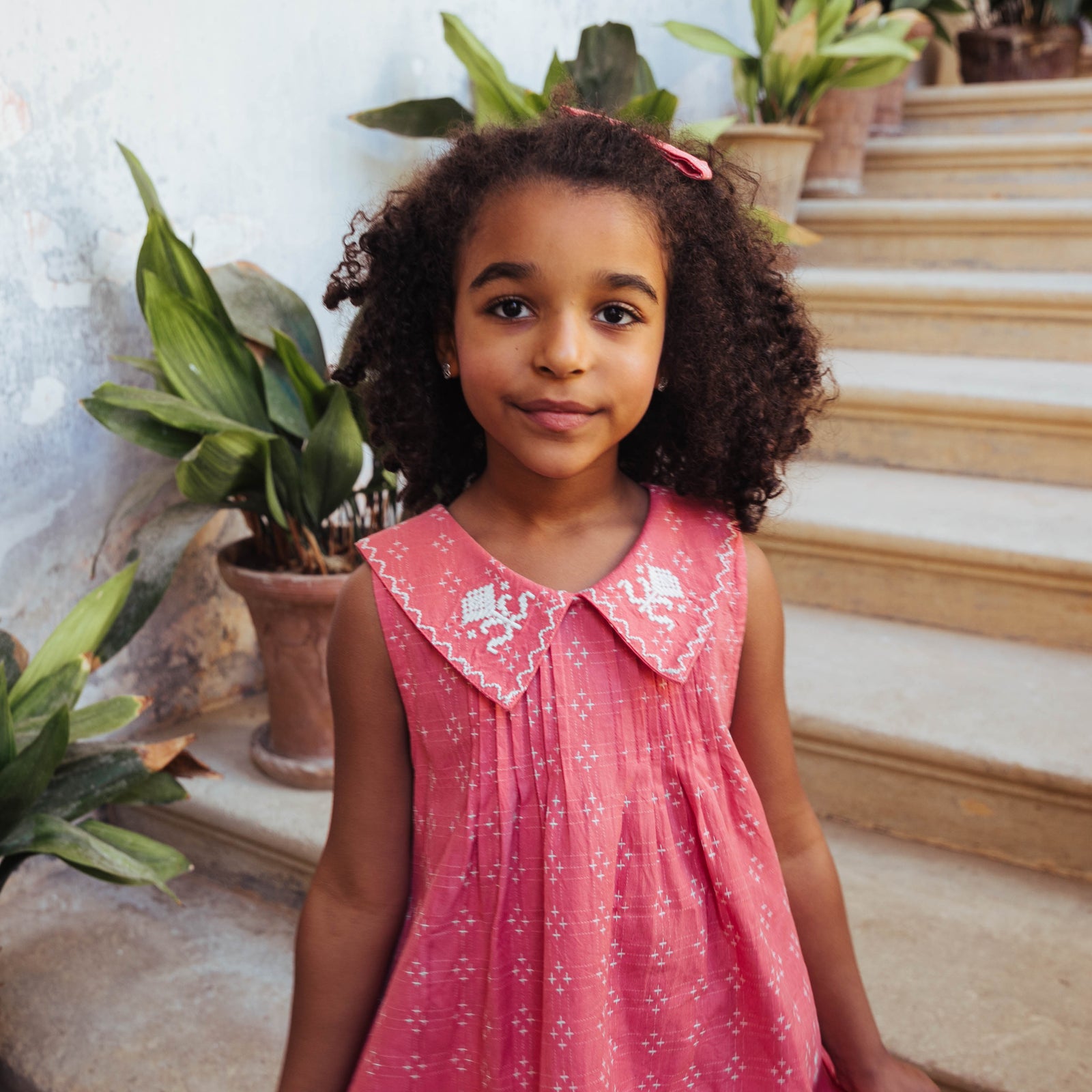 SOFIA DRESS, CORAL CROSSSTITCH – Lali SOFIA DRESS, CORAL CROSSSTITCH – Lali