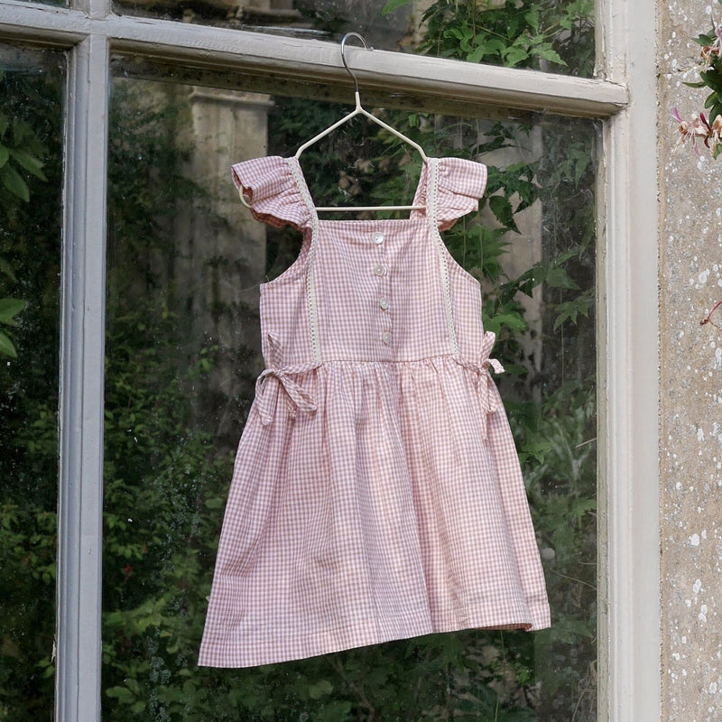 PINAFORE DRESS, PEACH CHEX