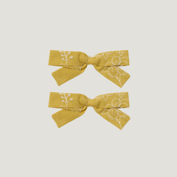 BOW SET, MISTED YELLOW EMBROIDERY