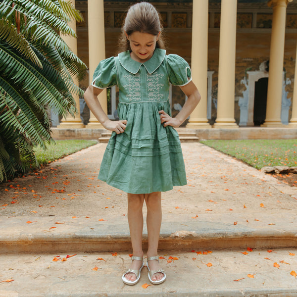 peridot green dress Maragold in  whoopikids styles or for different dye lots The Cheryl Dress in Peridot