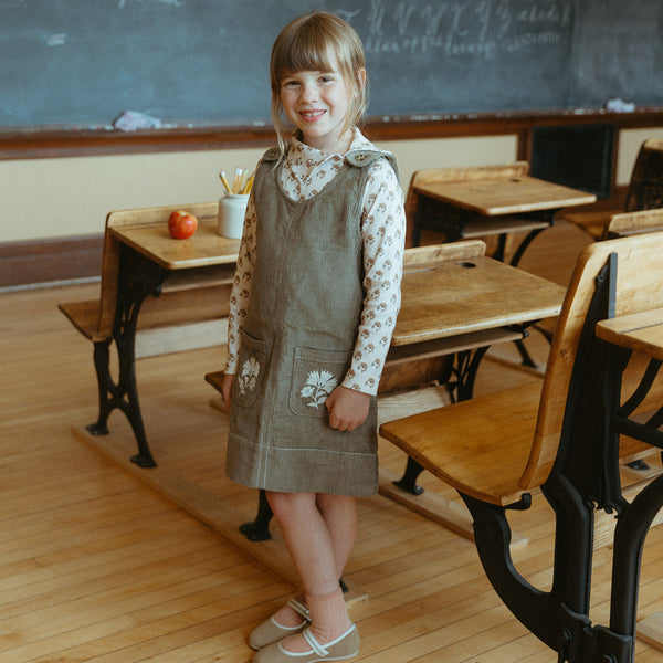 PINAFORE, GREEN CORDUROY