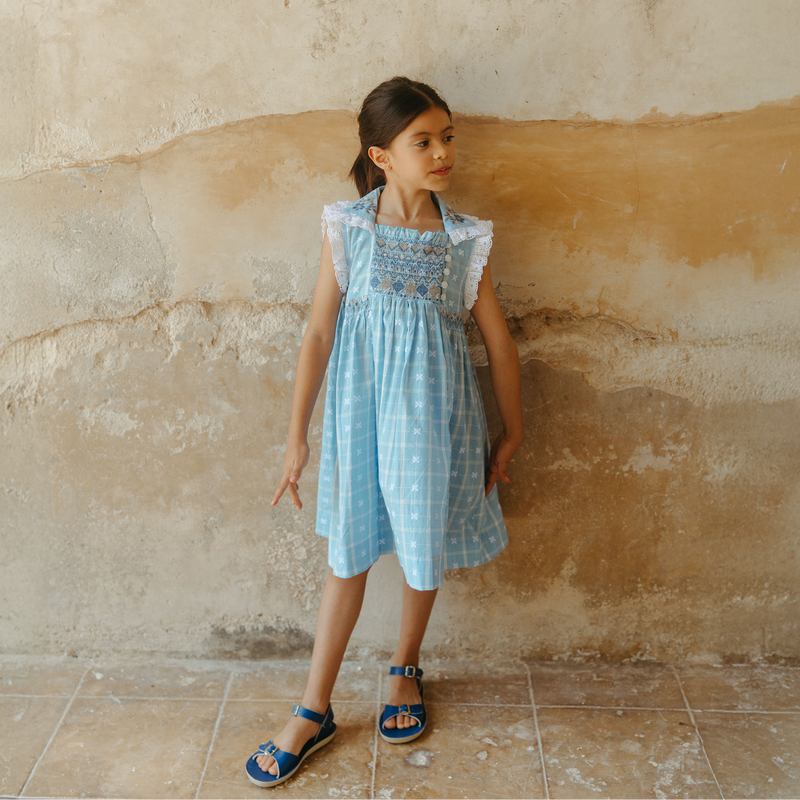 ISLA DRESS, VINTAGE BLUE PLAID 3 (36-39 inches) ISLA DRESS, VINTAGE BLUE PLAID 3 (36-39 inches)