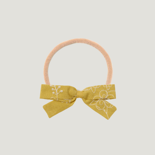 HEADBAND BOW, MISTED YELLOW EMBROIDERY