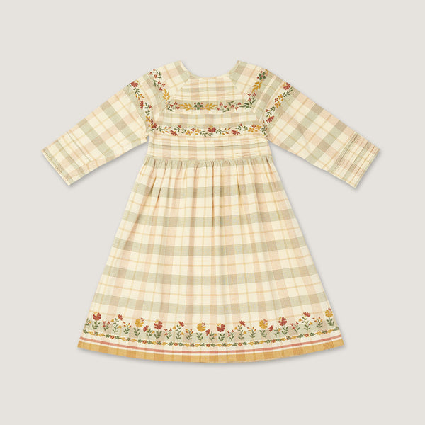 AVA DRESS, HARVEST PLAID WITH EMBROIDERY