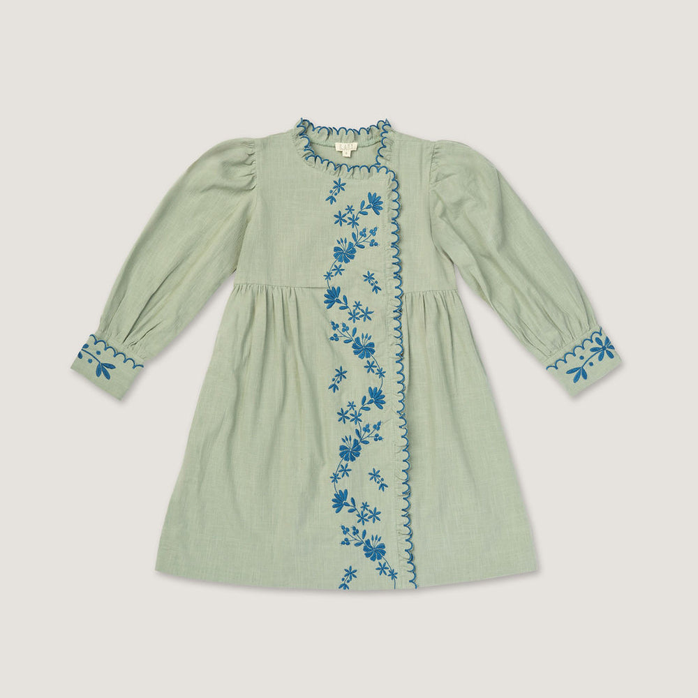 LALi tulip dress刺繍ワンピース 2y TULIP DRESS, BORDER STRIPE – Lali