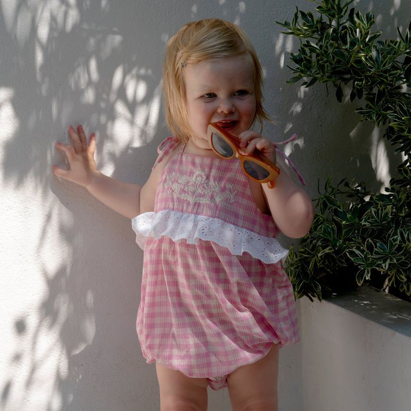 SUMMER FLORA ROMPER, PINK PICNIC PLAID – Lali - Main Image