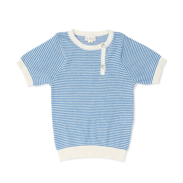 NIAM SWEATER, BLUE AND ALMOND STRIPE