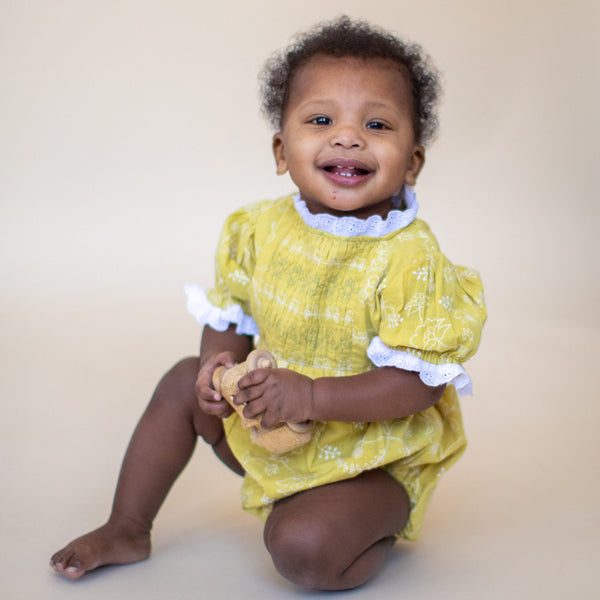 SKYE ROMPER, MISTED YELLOW EMBROIDERY