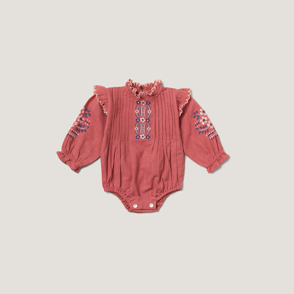 LITTLE MARIE ROMPER, DUSTY CEDAR