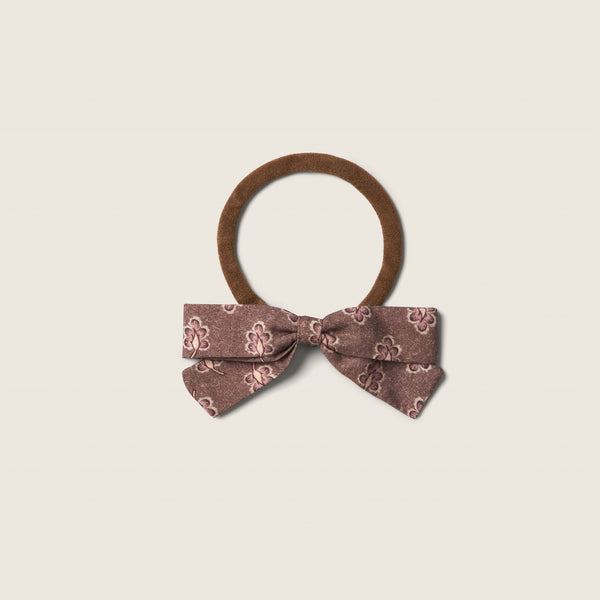 HEADBAND BOW, BROWN BLOCK PRINT