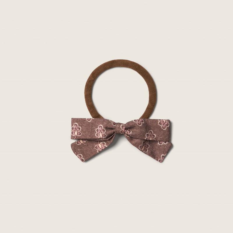 HEADBAND BOW, BROWN BLOCK PRINT
