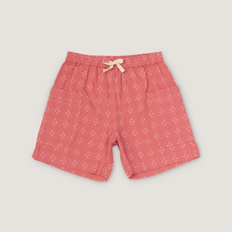 BIRCH SHORTS, CORAL CROSSSTITCH