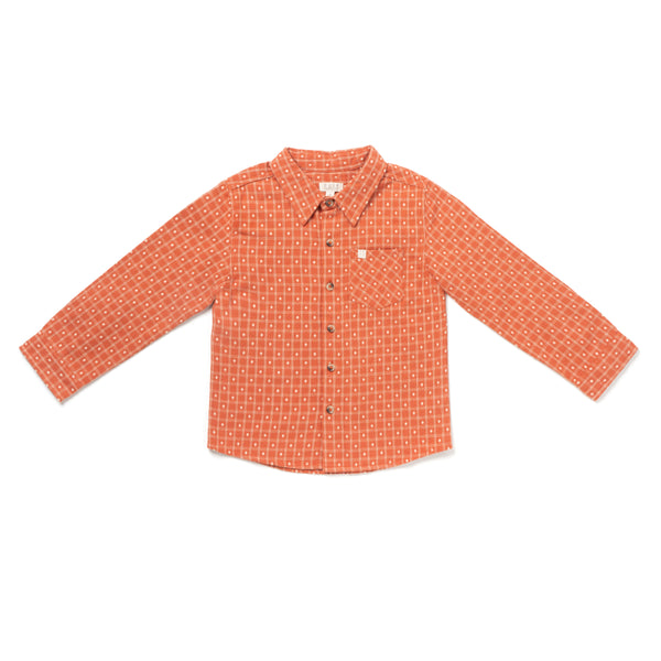 LONG-SLEEVED HENRI SHIRT, AUBURN JACQUARD