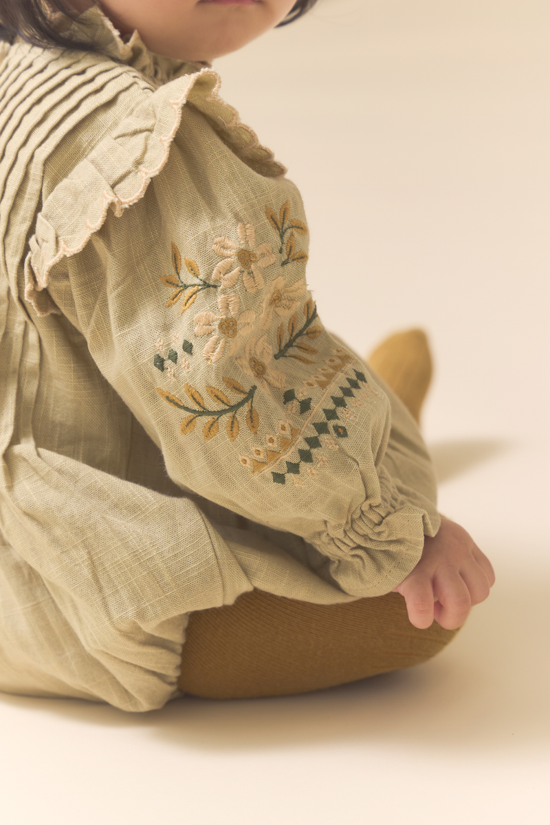 LITTLE MARIE ROMPER, FADED MOSS