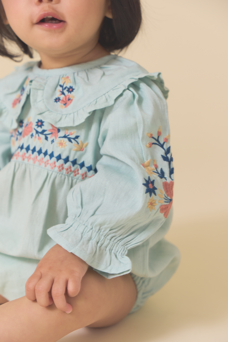 LITTLE BELLE ROMPER, BLUE HAZE