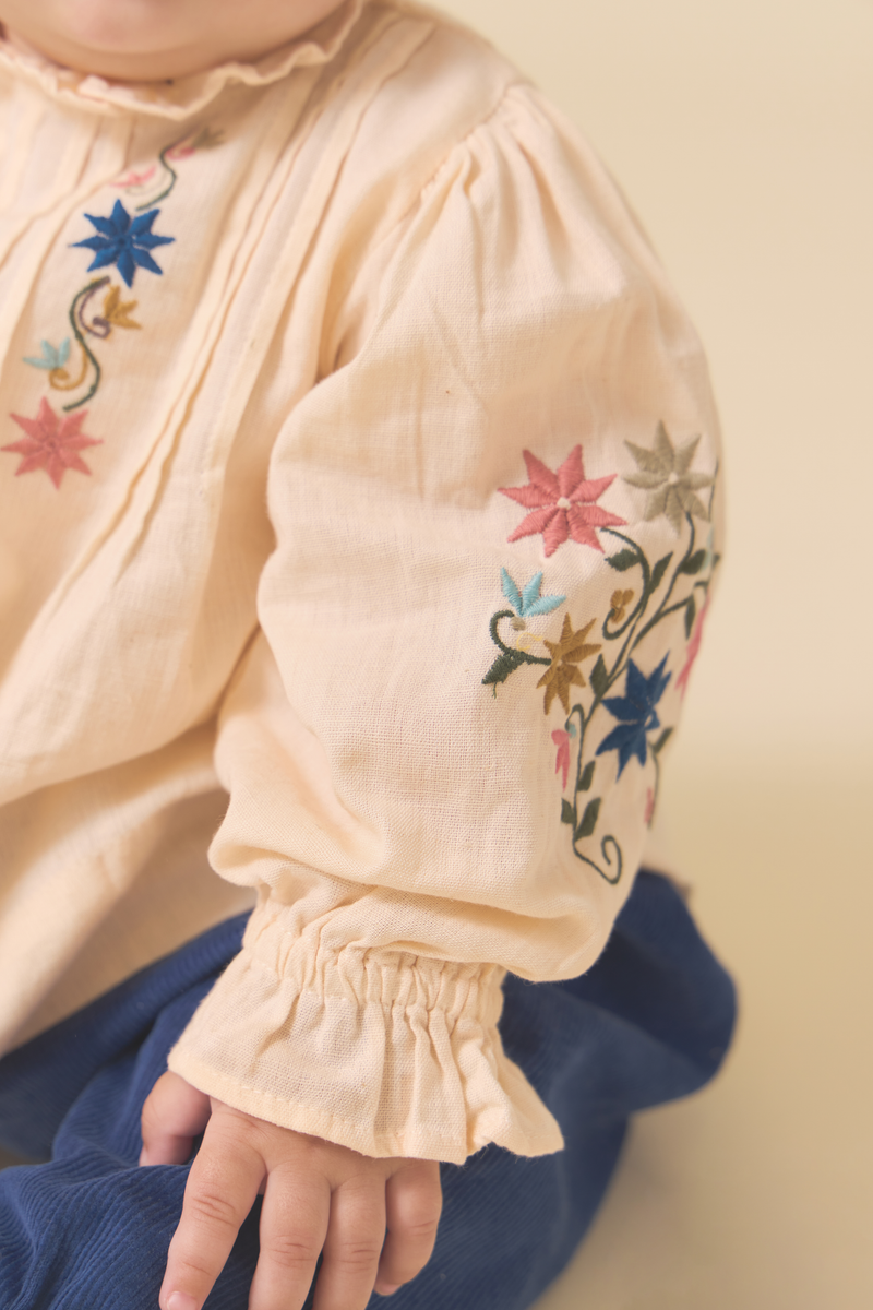 LITTLE LUNA SET, IVORY & BIJOU BLUE CORDUROY