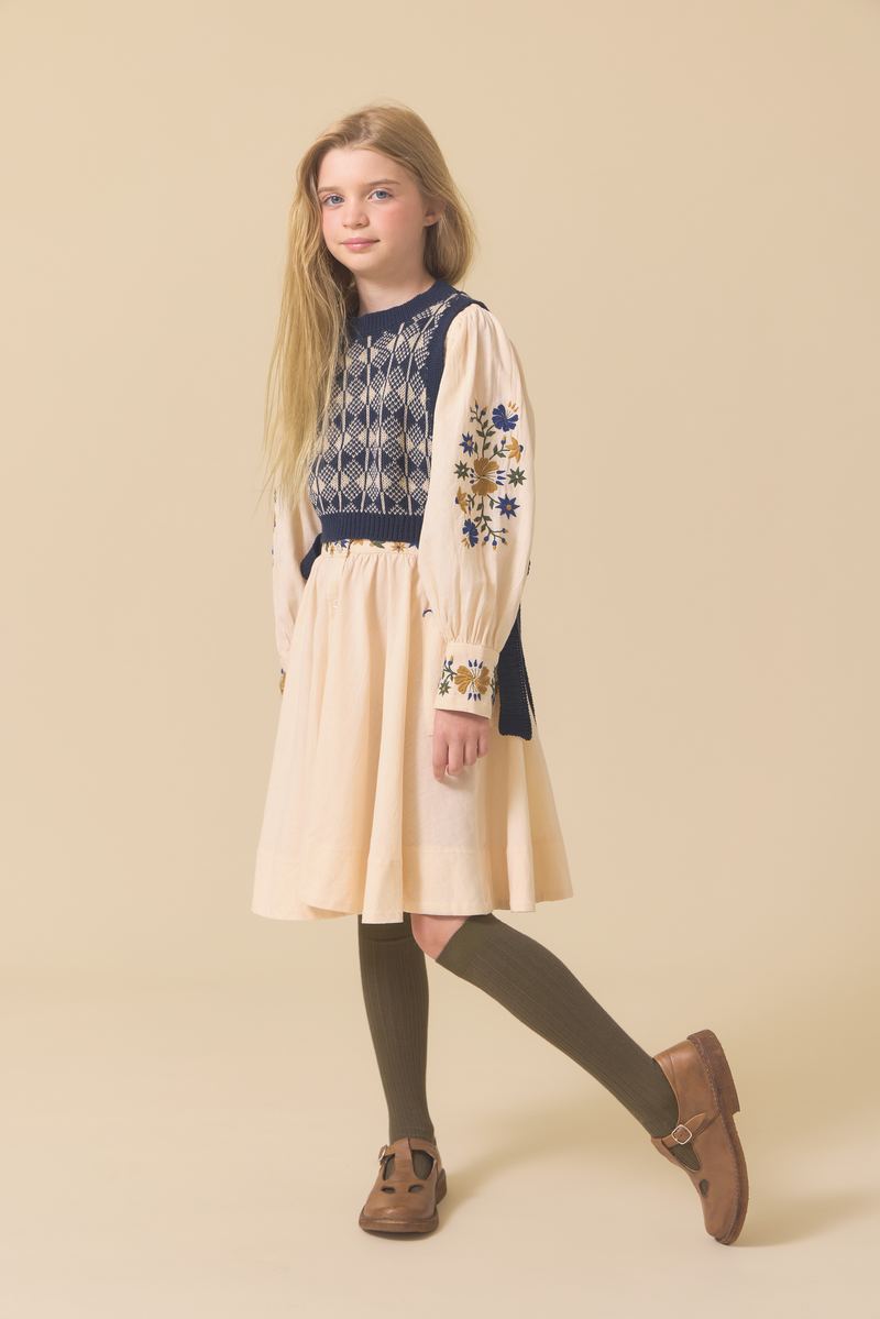 EDEN VEST, IVORY & BIJOU BLUE