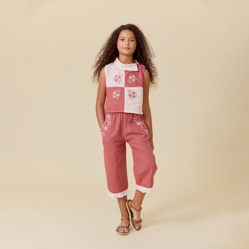 pink pedal pushers PEDAL PUSHER SET, BRICK RED & PALE PINK – Lali