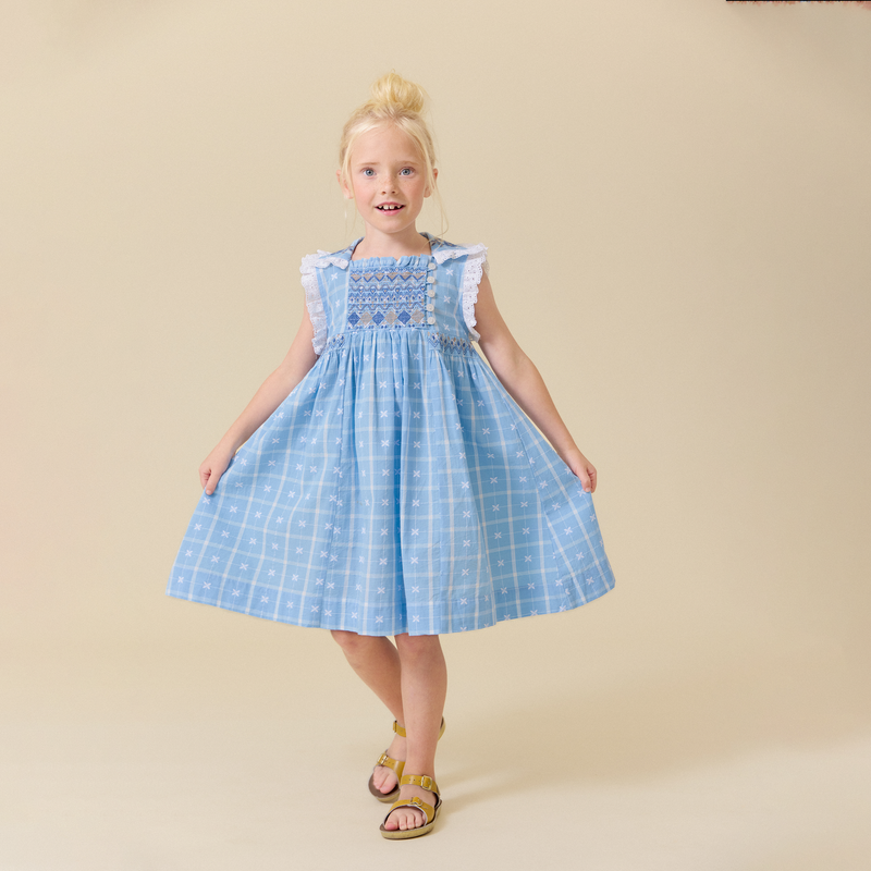 blue plaid dress vintage ISLA DRESS, VINTAGE BLUE PLAID 3 (36-39 inches) main image 1