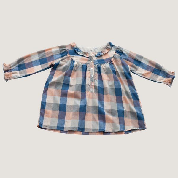 WOMEN'S LAUREL TOP, BLUE PLAID