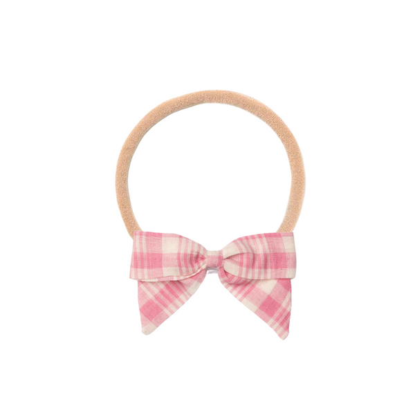 Headband Bow, Pink Picnic Plaid