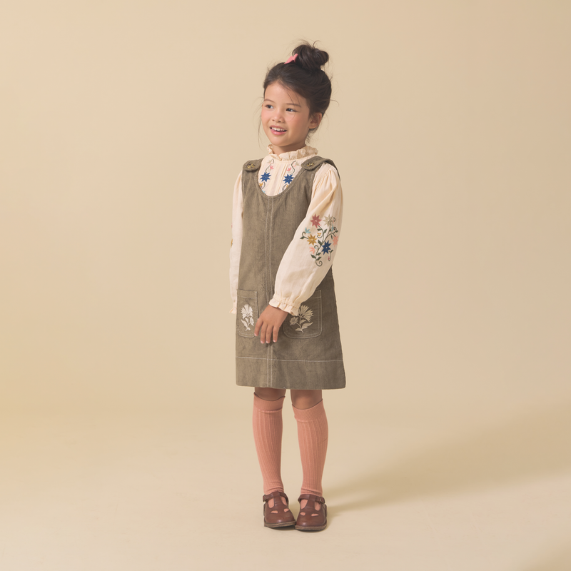 PINAFORE, GREEN CORDUROY