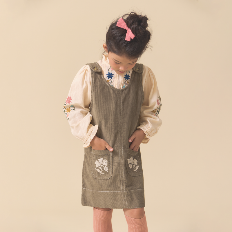 PINAFORE, GREEN CORDUROY