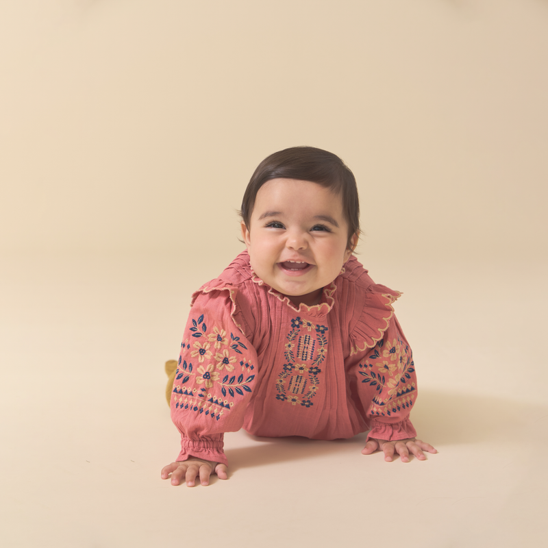 LITTLE MARIE ROMPER, DUSTY CEDAR