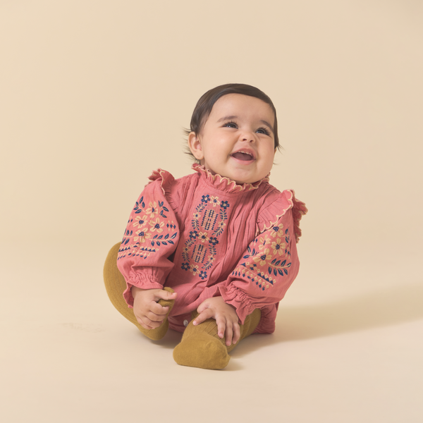 LITTLE MARIE ROMPER, DUSTY CEDAR