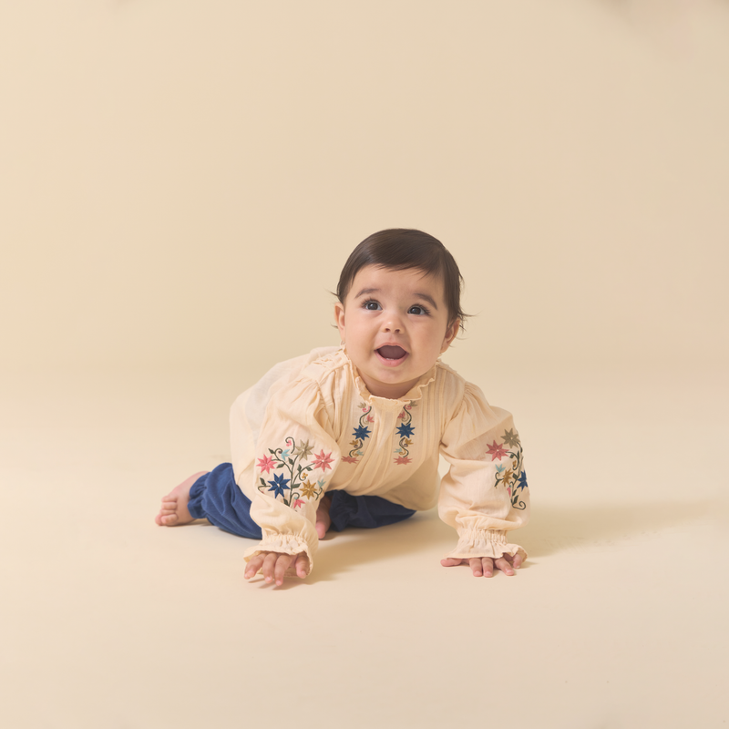 LITTLE LUNA SET, IVORY & BIJOU BLUE CORDUROY