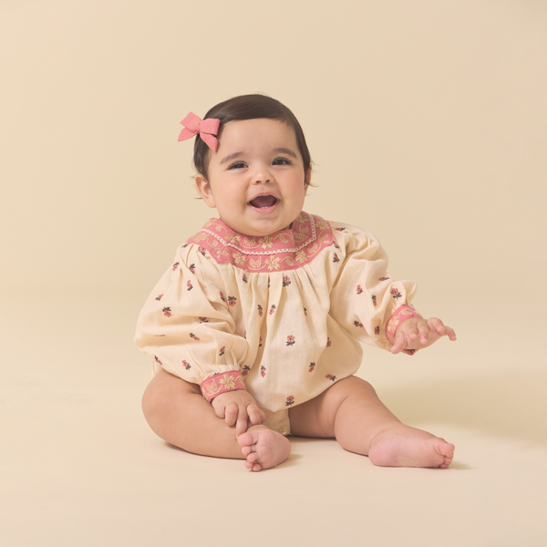 LITTLE ADELLE ROMPER, PETITE FLOWER EMBROIDERY