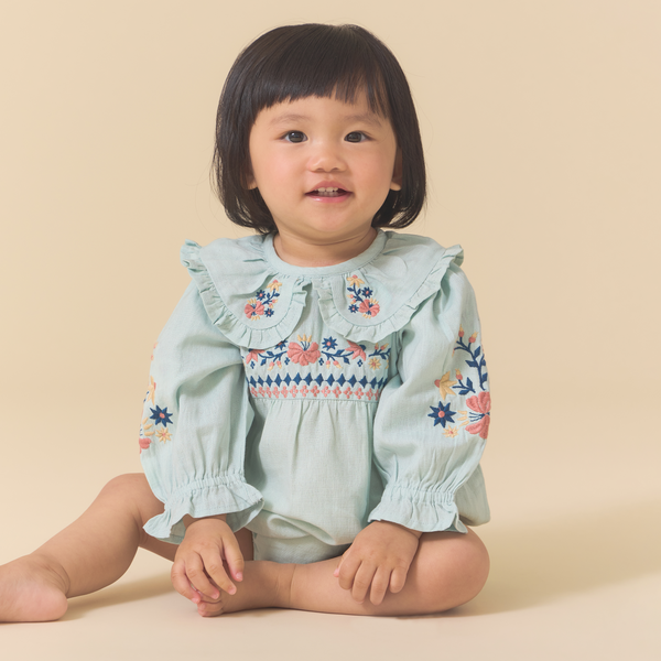 LITTLE BELLE ROMPER, BLUE HAZE