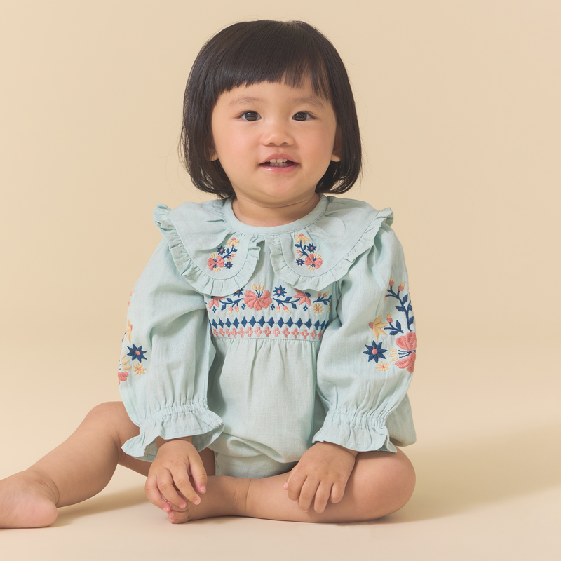 LITTLE BELLE ROMPER, BLUE HAZE