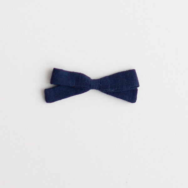 SMALL BOW, NAVY LINEN