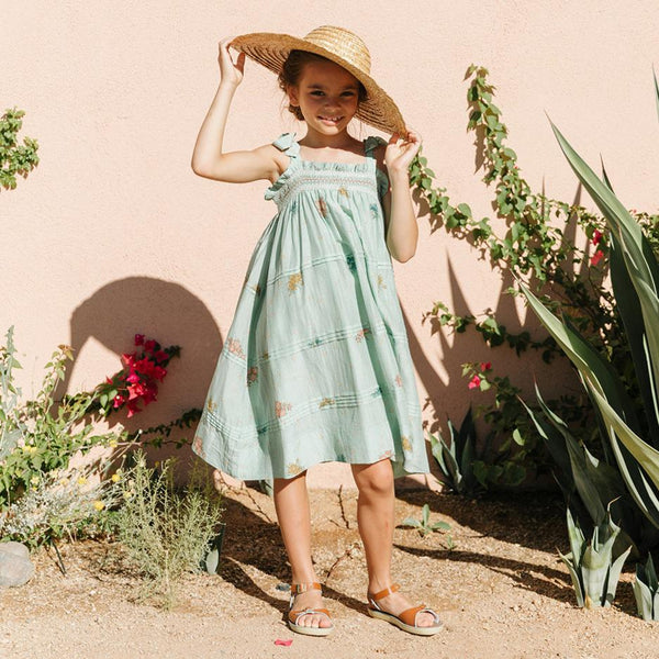 DAHLIA DRESS, MINTY GREEN PRINT