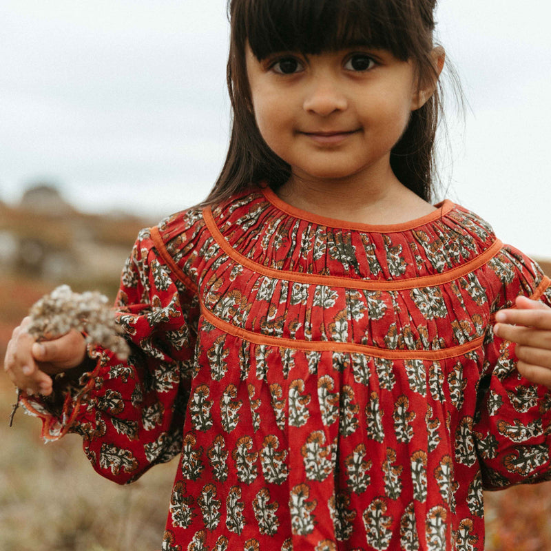 TULIP DRESS RED BLOCK PRINT Lali