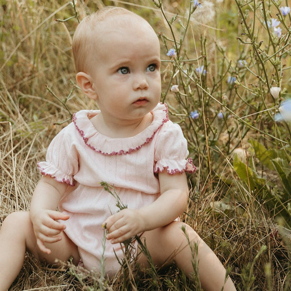 BABY KNIT ONESIE, LOTUS PINK