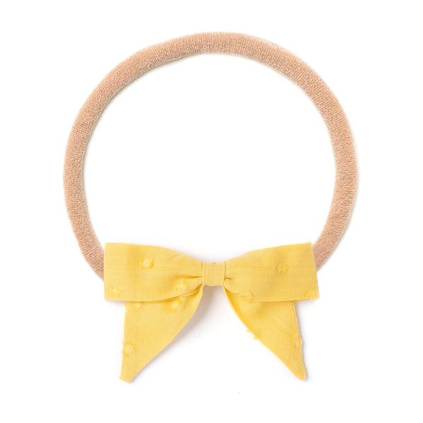 Headband Bow, Mustard Swiss Dot