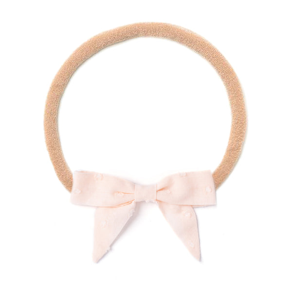 Headband Bow, Pink Swiss Dot