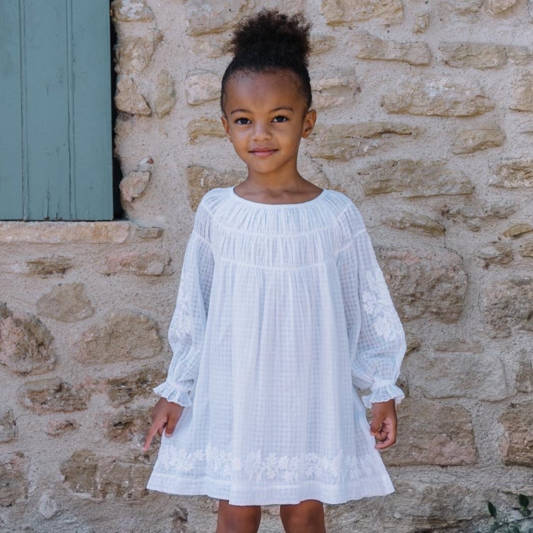 LALi TULIP DRESS, BLUE EMBROIDERY 4y